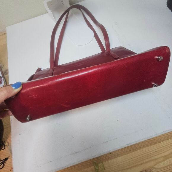 Monsac Red Leather Satchel Shoulder Bag Purse. Soft Smooth High Quality. Italy - Picture 10 of 16